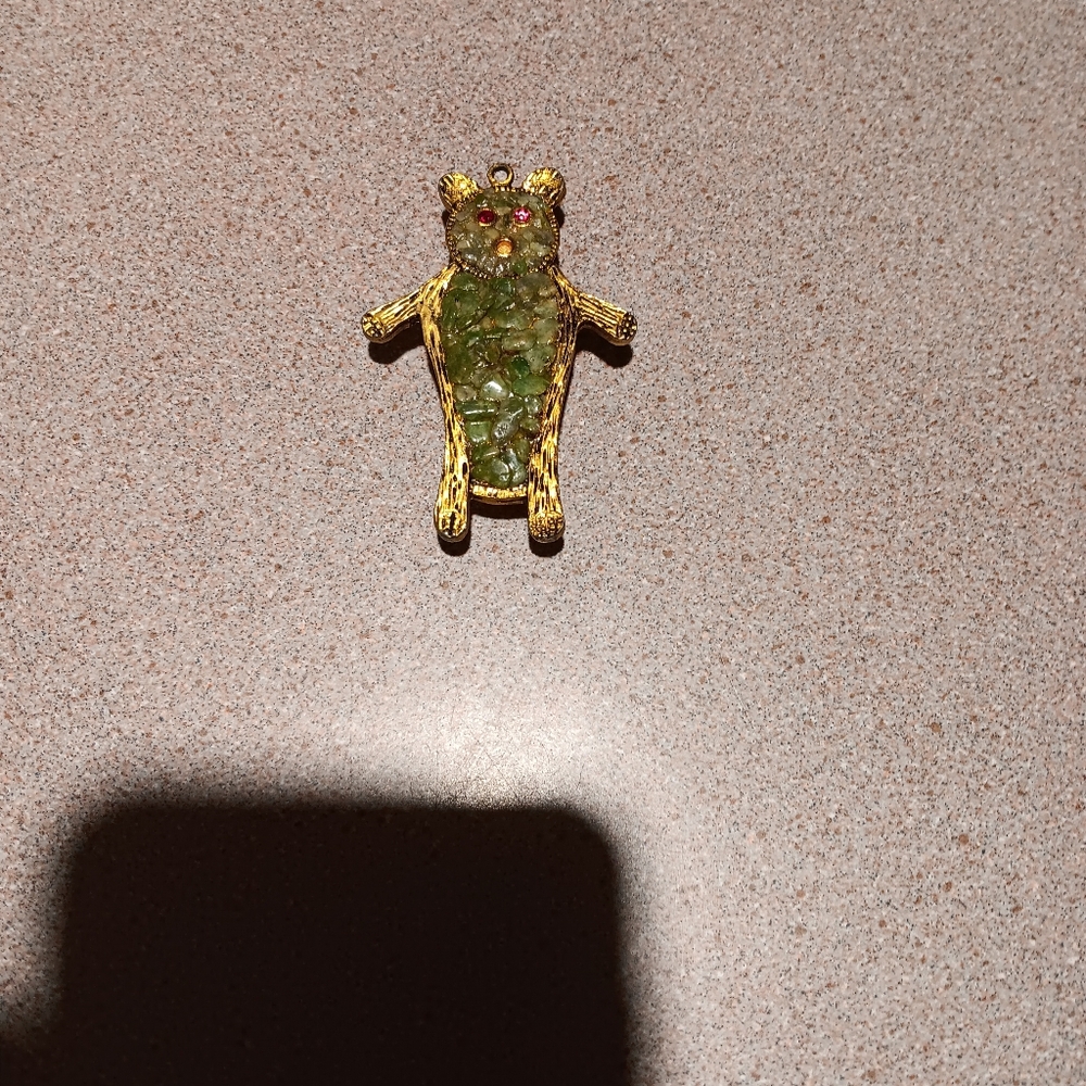 Gold and Green Bear Pendant